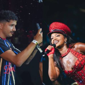 Apaixonado, Yuri Lima tieta IZA durante <i>show</i> em Carnaval de São Paulo