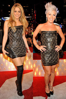 Igual:Shakira e Pink usam mesmo vestido
