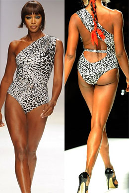 Passarela: Naomi Campbell arrasa de maiô