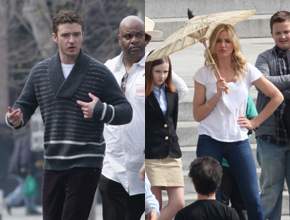 Ação!: Justin e Cameron filmam <i>Bad Teacher</i>