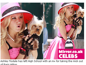 Paris Hilton?: Ashley Tisdale filma novo trabalho