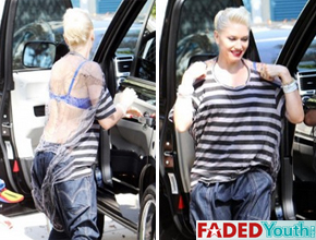 Mãe estilosa: Gwen Stefani veste blusa com <i>rede</i>