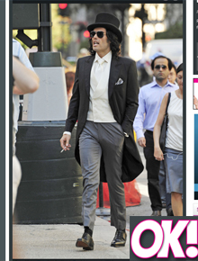Noivo?: Russell Brand filma com visual elegante