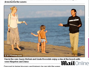 Tarde de verão: Gwen Stefani e família vão à praia