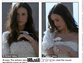 Corajosa: Demi Moore posa com um rato