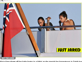 Barrigão: Alicia Keys passeia de barco com marido