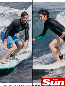 Férias: Zac e Vanessa surfam no Havaí