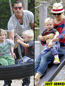 Parquinho: Stefani e marido brincam com os filhos
