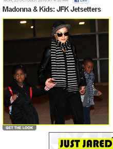 Com os herdeiros: Madonna desembarca em NY