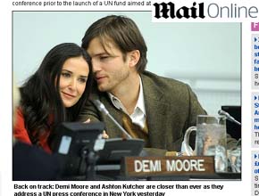 ONU: Demi Moore e Ashton Kutcher protestam