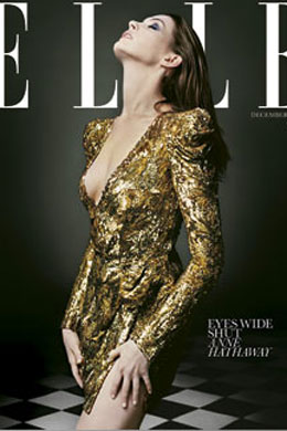 Dourado: Anne Hathaway é capa da <i>Elle</i>