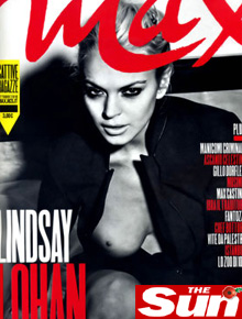 <i>Sexy</i>: Lindsay Lohan posa com seio à mostra