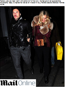 Frio: Sienna Miller e Jude Law passeiam em Londres