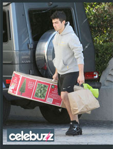Festas: Joe Jonas compra árvore de Natal