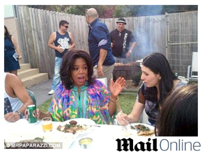 Sem frescuras: Oprah almoça churrasco e cerveja