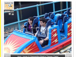Parque: Nick Jonas sai com Samantha Barks