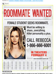 <i>The Roommate</i>: Leighton Meester estampa <i>flyer</i>