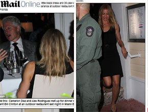 Política?: Cameron Diaz janta com <i>affair</i> e Bill Clinton