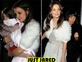 Noitada: Katie Holmes passeia com filha e estilista