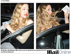 <i>Não quero</i>: Amanda Seyfried devolve multa de trânsito