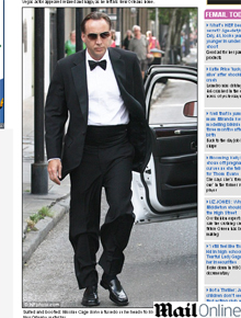 Altar: Nicolas Cage vai a casamento do filho
