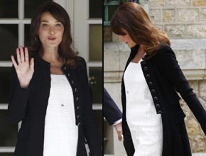 Grávida: Vestido de Carla Bruni não esconde barriguinha