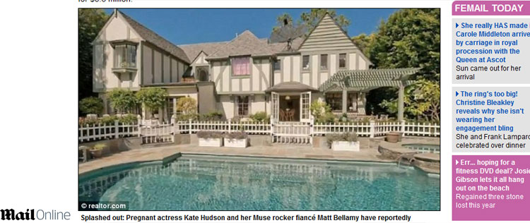 Kate Husdon teria comprado nova casa