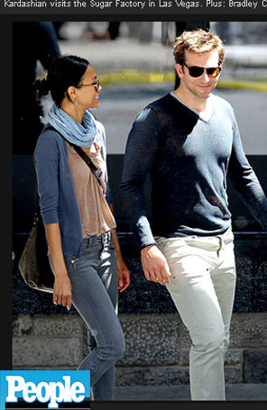 Bradley Cooper filma com Zoe Saldana