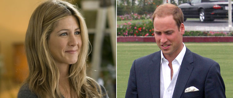 Jennifer Aniston aprova calvície de Príncipe William
