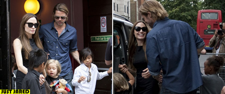 Angelina Jolie e Brad Pitt levam os filhos ao teatro