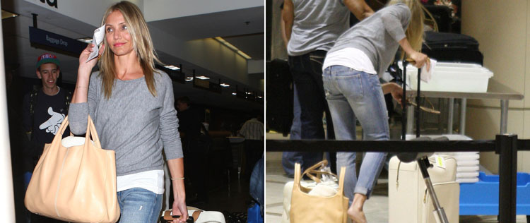 Cameron Diaz não escapa do sistema de segurança de aeroporto