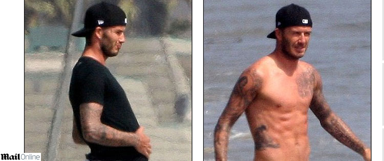 David Beckham volta a exibir barriguinha saliente