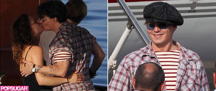 Johnny Depp beija a esposa em passeio de barco