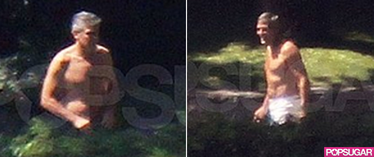 George Clooney relaxa sem camisa