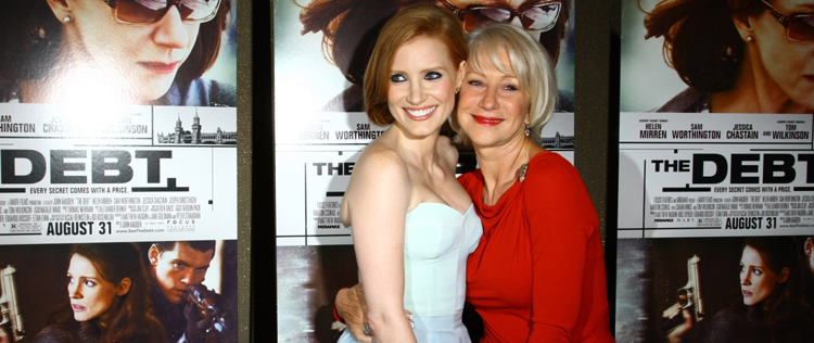 Helen Mirren e Jessica Chastain em pré-estreia de novo filme