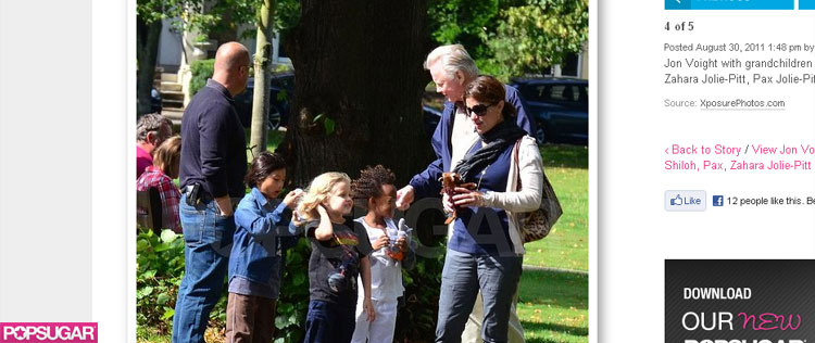 Filhos de Angelina Jolie e Brad Pitt passeiam com o vovô Jon Voight