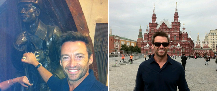 Hugh Jackman vira turista em Moscou