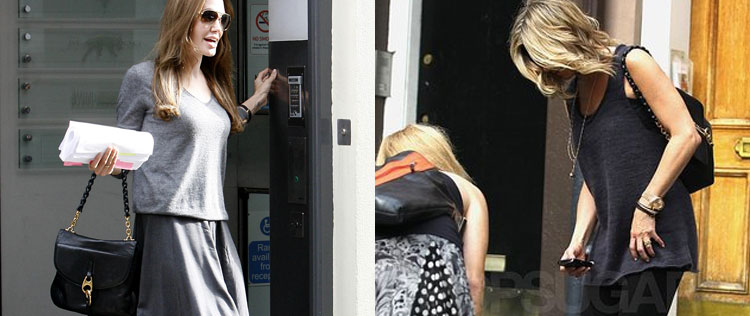 Jennifer Aniston e Angelina Jolie usam bolsas iguais