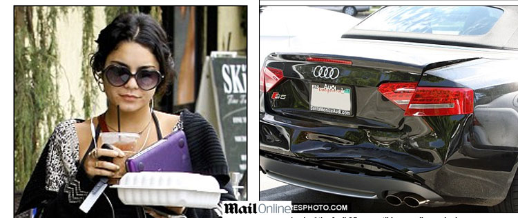 Vanessa Hudgens anda com carro batido