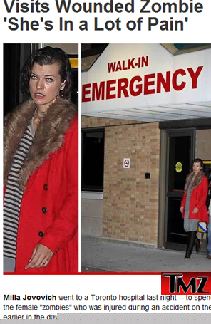 Depois de acidente em set Milla Jovovich visita figurante em hospital