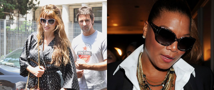 Penélope Cruz e Queen Latifah usam óculos rendados