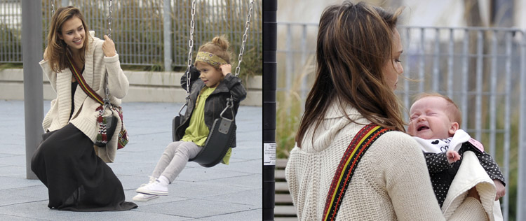 Jessica Alba leva as filhas ao parque