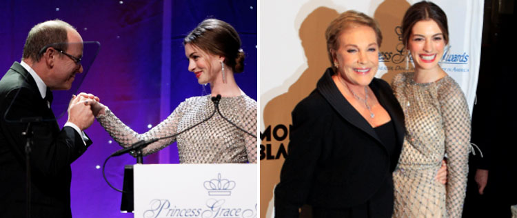 Anne Hathaway apresenta evento em Nova York