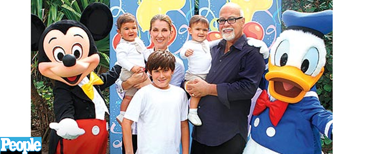 Céline Dion comemora primeiro aniversário dos filhos gêmeos na <i>Disney</i>