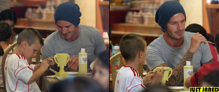 David Beckham faz arte com os filhos