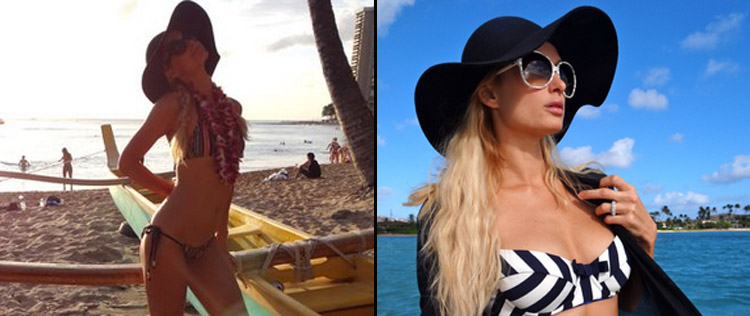 Paris Hilton posa de biquíni na praia