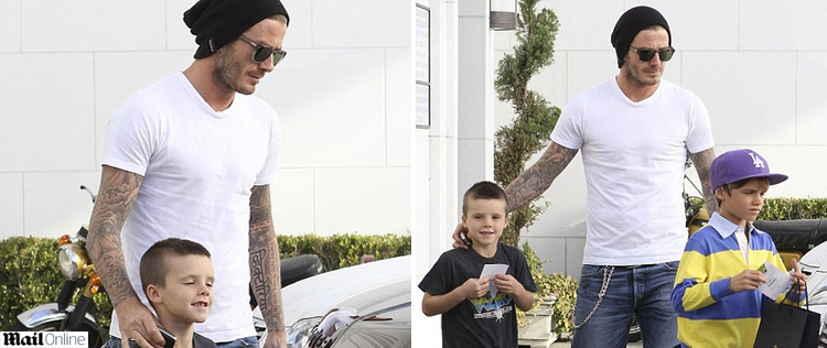 David Beckham faz compras com os filhos