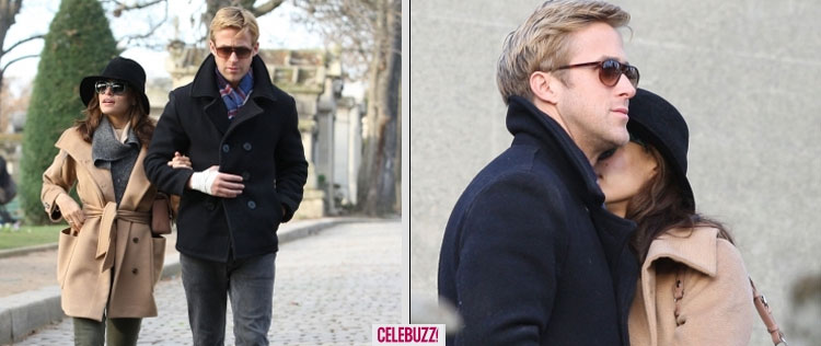 Ryan Gosling passeia com Eva Mendes em Paris