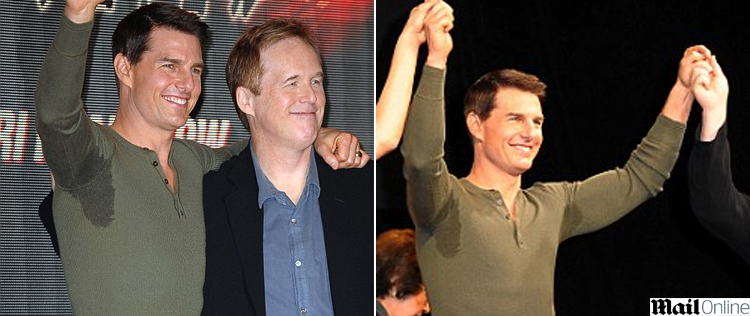 Tom Cruise exibe enormes marcas de suor