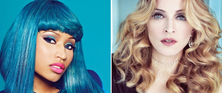Madonna beija Nicki Minaj durante gravações de seu novo clipe